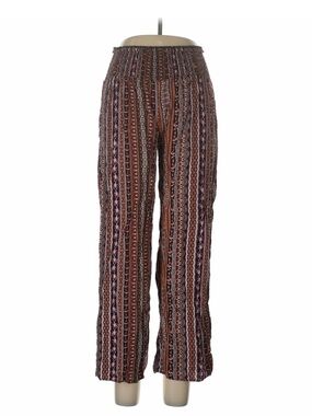 SHEIN Multicolor Smocked Waist Wide-Leg Pants - Brown Multi
